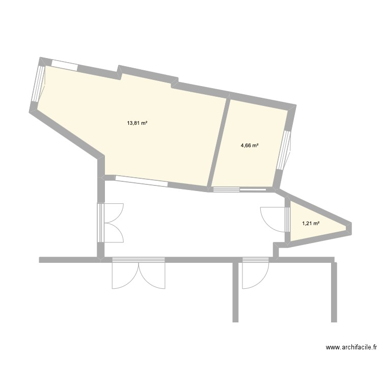 Cuisine buanderie. Plan de 3 pièces et 20 m2