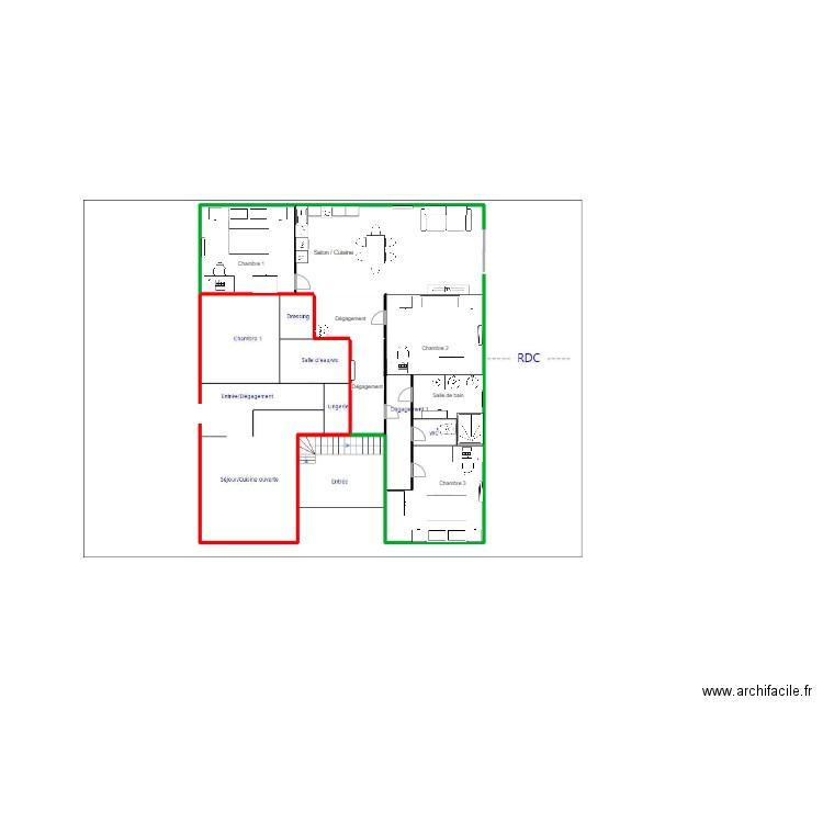 Bouguenais RDC. Plan de 4 pièces et 472 m2