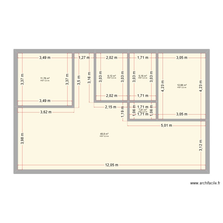 rec. Plan de 6 pièces et 87 m2