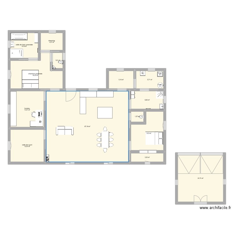 maison 2.2. Plan de 14 pièces et 185 m2