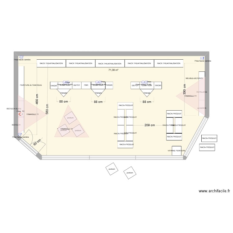 CAMBRAI v5 showroom. Plan de 1 pièce et 71 m2