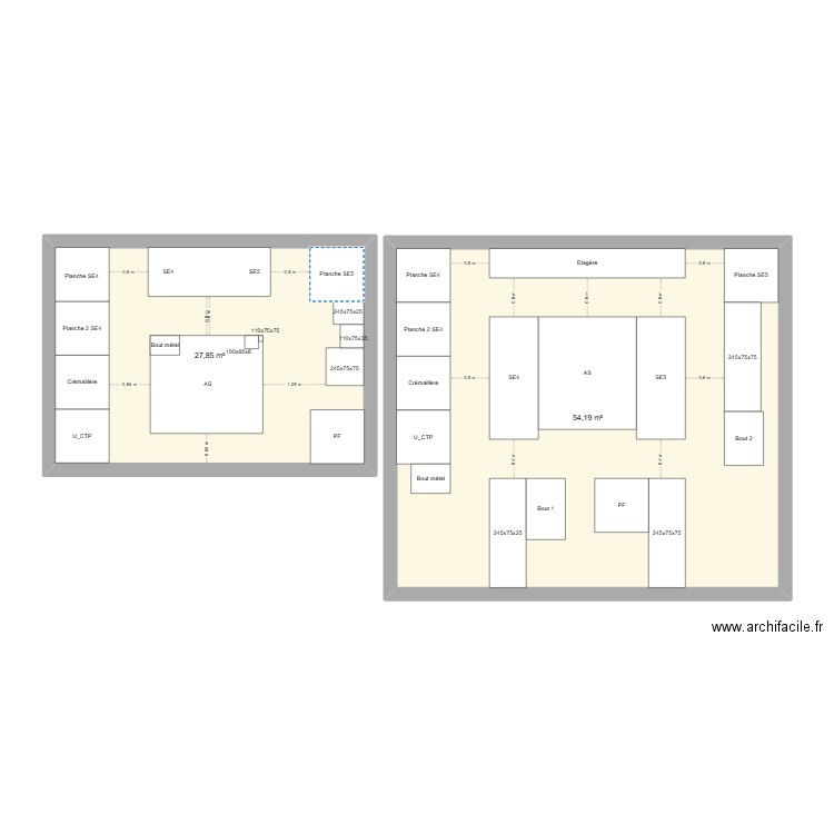 Ensemble Gestamp projet. Plan de 2 pièces et 82 m2