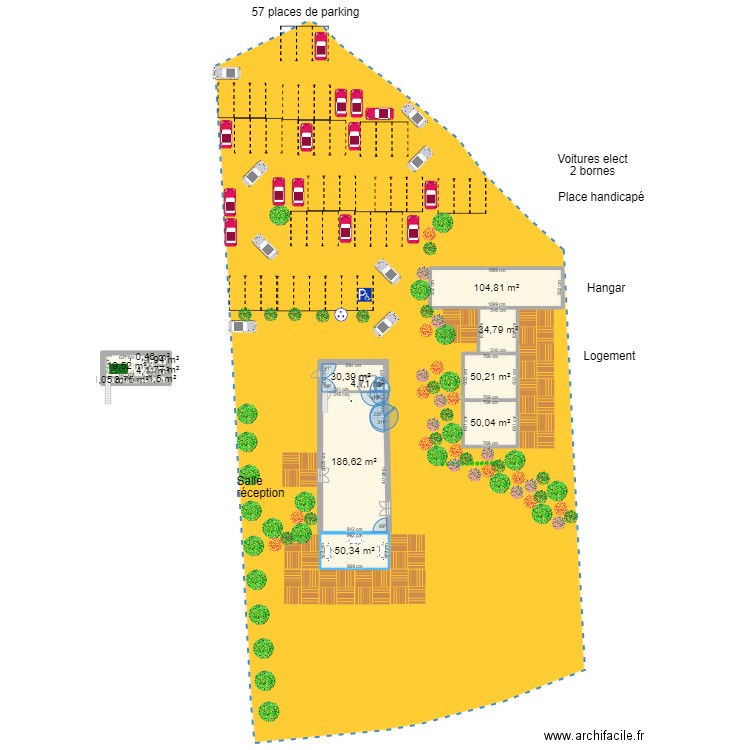 Cadastre St Eloy - Salle réception 4 avec extension 2 50 m2 et etage. Plan de 16 pièces et 546 m2