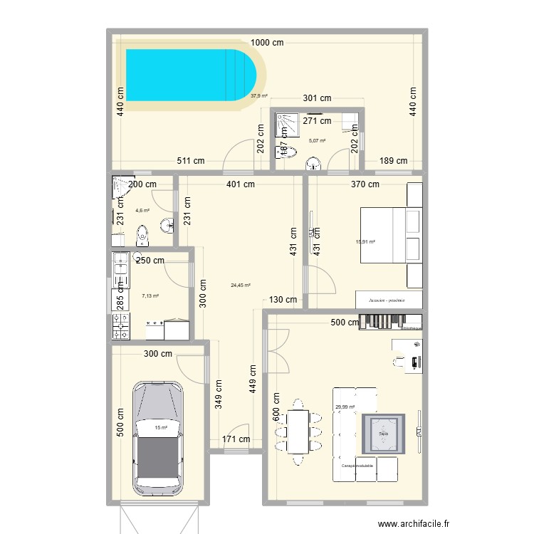 ARCHI#0. Plan de 8 pièces et 140 m2