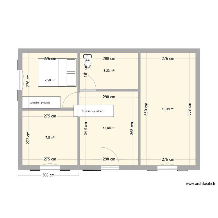 Plan 2. Plan de 5 pièces et 46 m2