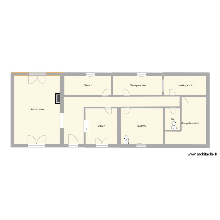 Version1. Plan de 9 pièces et 82 m2