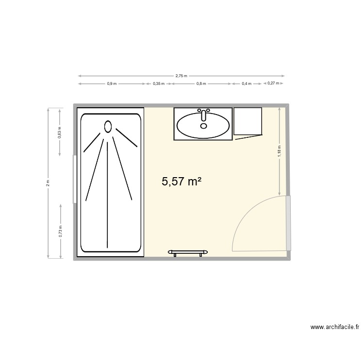 chevalier. Plan de 1 pièce et 6 m2