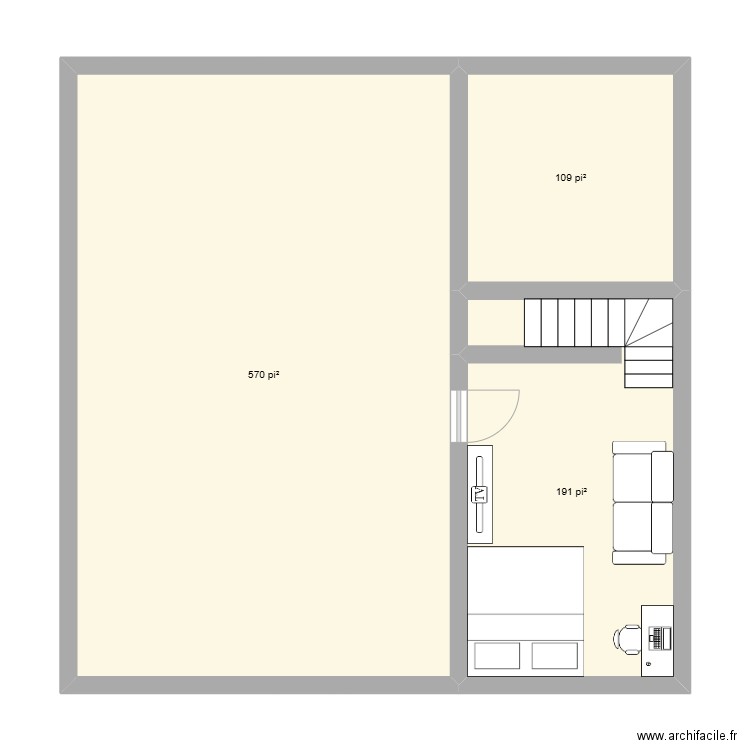 Chambre. Plan de 3 pièces et 81 m2