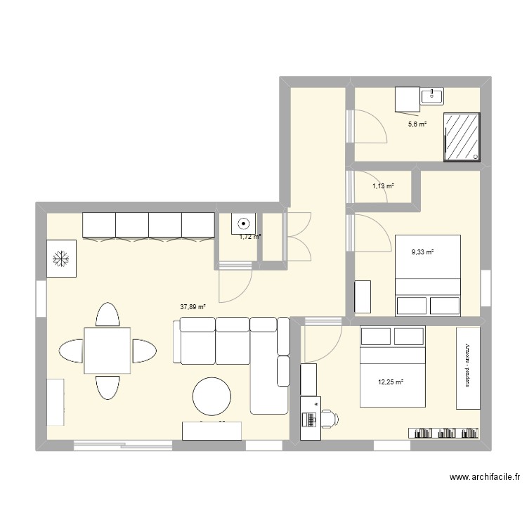 appart lezennes. Plan de 6 pièces et 68 m2