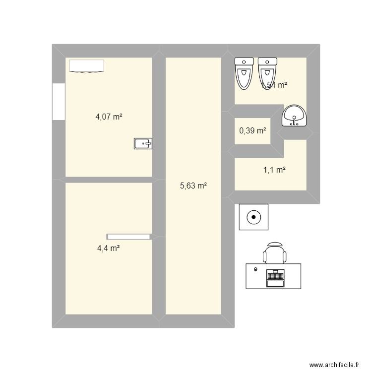 plan atelier. Plan de 6 pièces et 17 m2