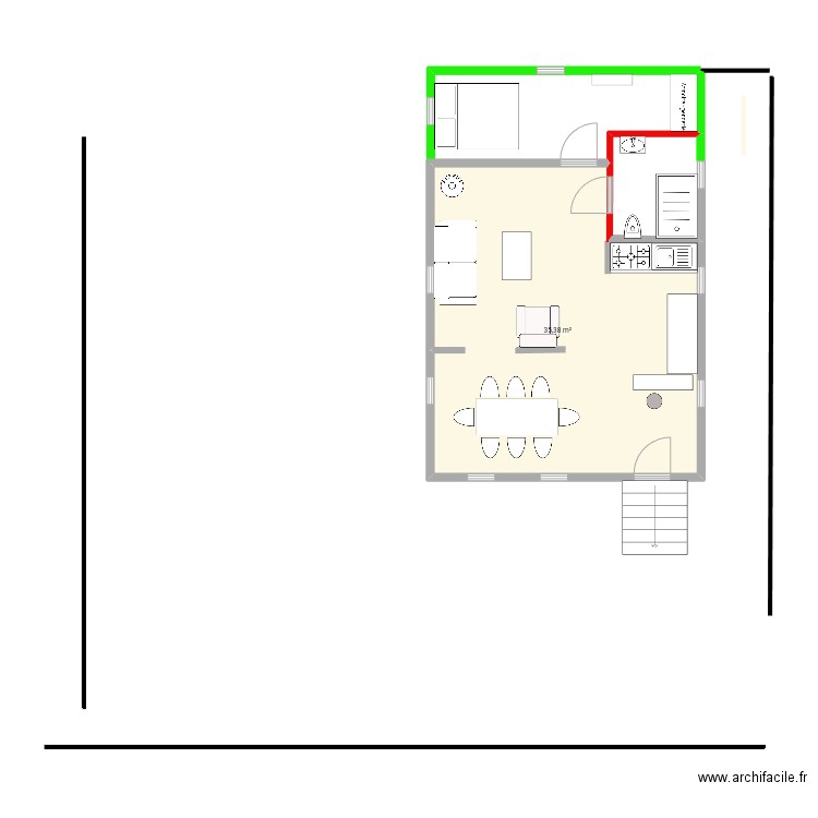 Chalet1. Plan de 1 pièce et 35 m2