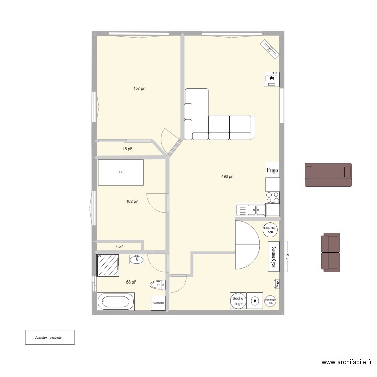 Chalet. Plan de 6 pièces et 78 m2