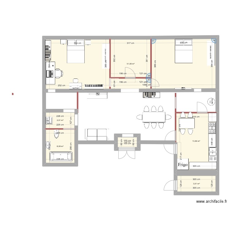 plan ridha. Plan de 6 pièces et 80 m2