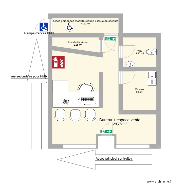 Croquis Isaac 3. Plan de 5 pièces et 46 m2