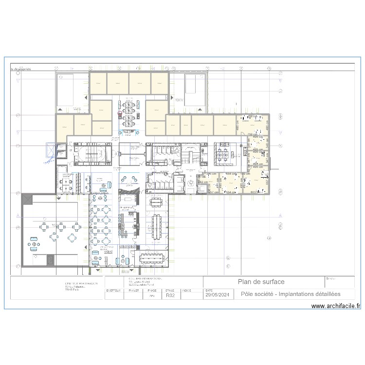 PlanBureaux_StDenis. Plan de 37 pièces et 1847 m2