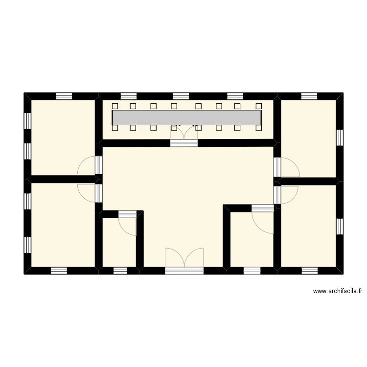 تجهيزات قاعة الخياطة. Plan de 8 pièces et 61 m2