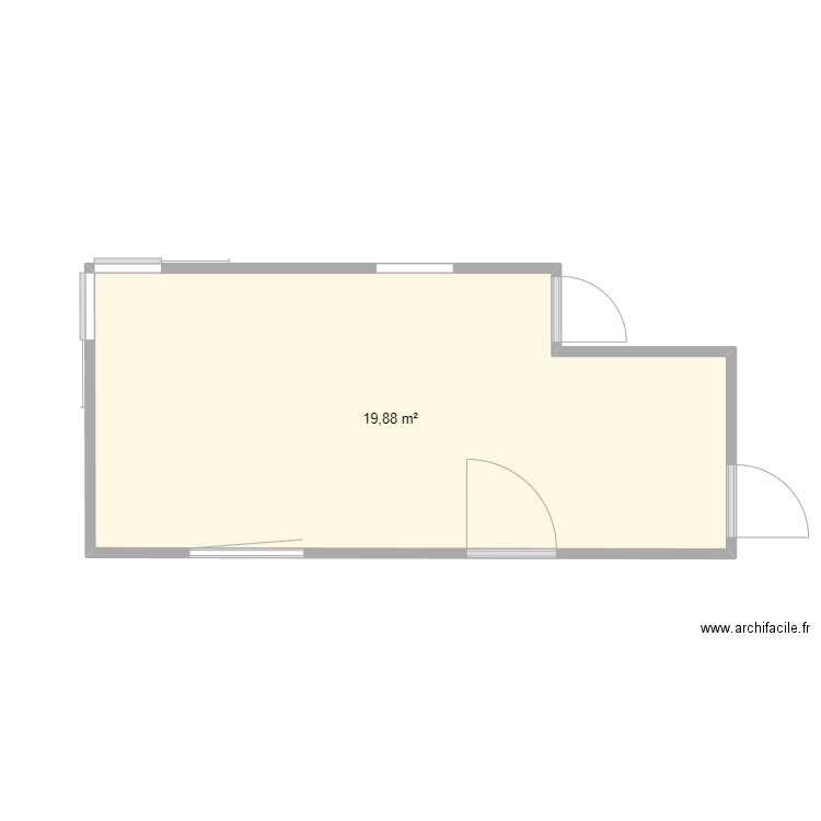 Cuisine . Plan de 1 pièce et 20 m2