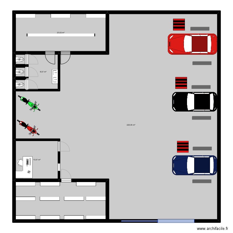 GYM MUSCULOS ACERO. Plan de 7 pièces et 273 m2