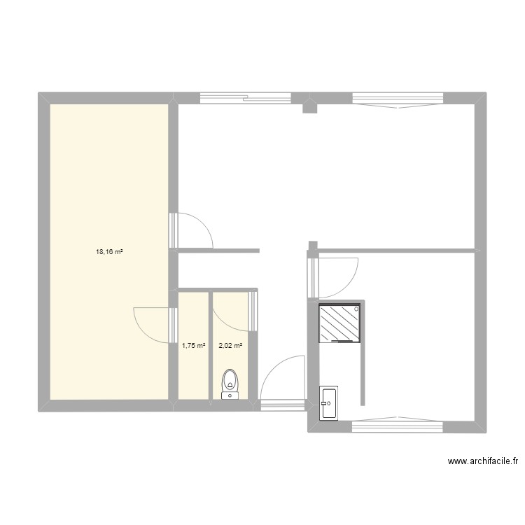 Maison Sansais. Plan de 3 pièces et 22 m2