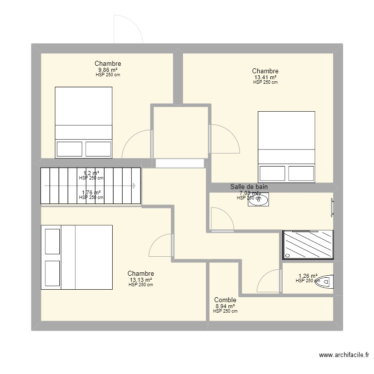 Virginie Harreville. Plan de 16 pièces et 113 m2