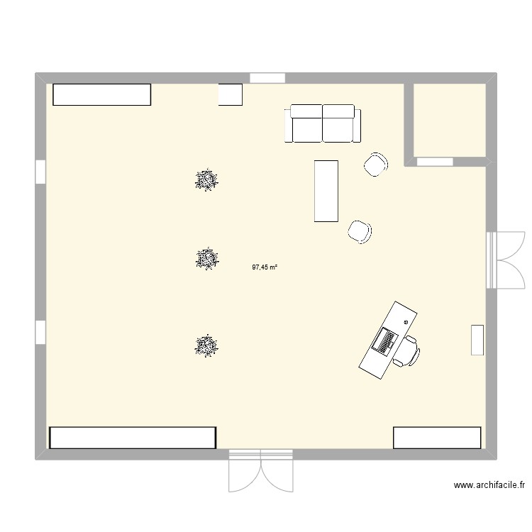 Hall d'accueil. Plan de 1 pièce et 97 m2