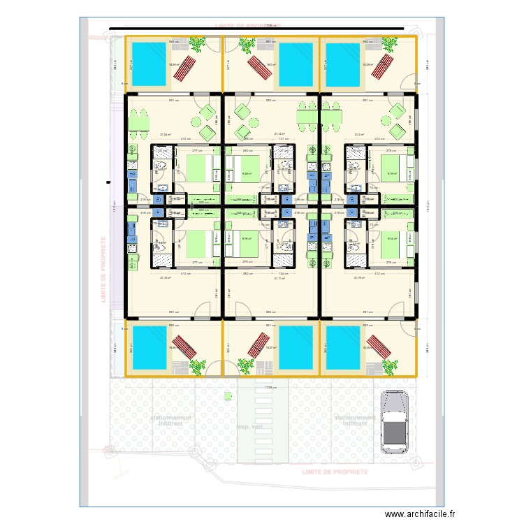 Beauregard plan intérieur rez de chaussé. Plan de 29 pièces et 317 m2