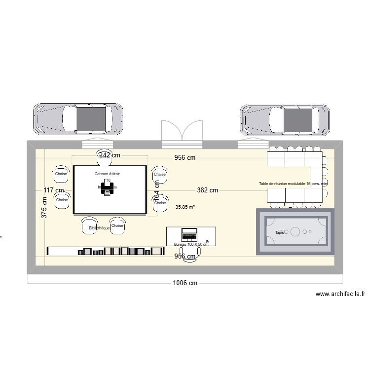 alaa3. Plan de 1 pièce et 36 m2