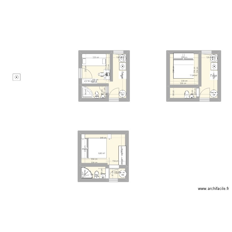 garage. Plan de 4 pièces et 34 m2