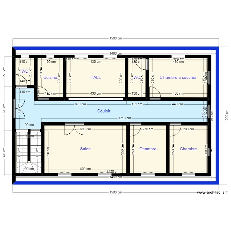 PLAN 15X10 N4. Plan de 11 pièces et 123 m2