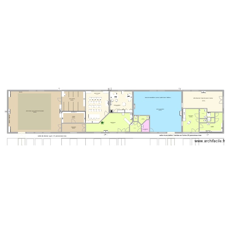 Danse maternelle 6. Plan de 19 pièces et 389 m2