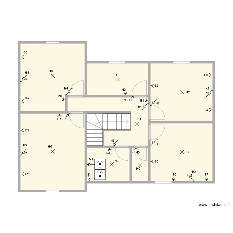 JEROME '. Plan de 8 pièces et 70 m2