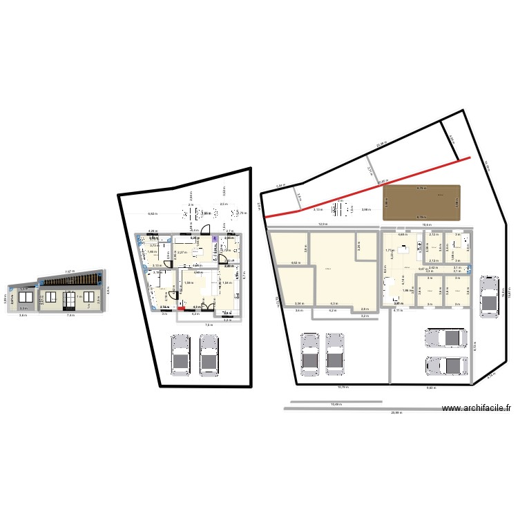 PLAND  N° 2   2 CHB . Plan de 24 pièces et 420 m2