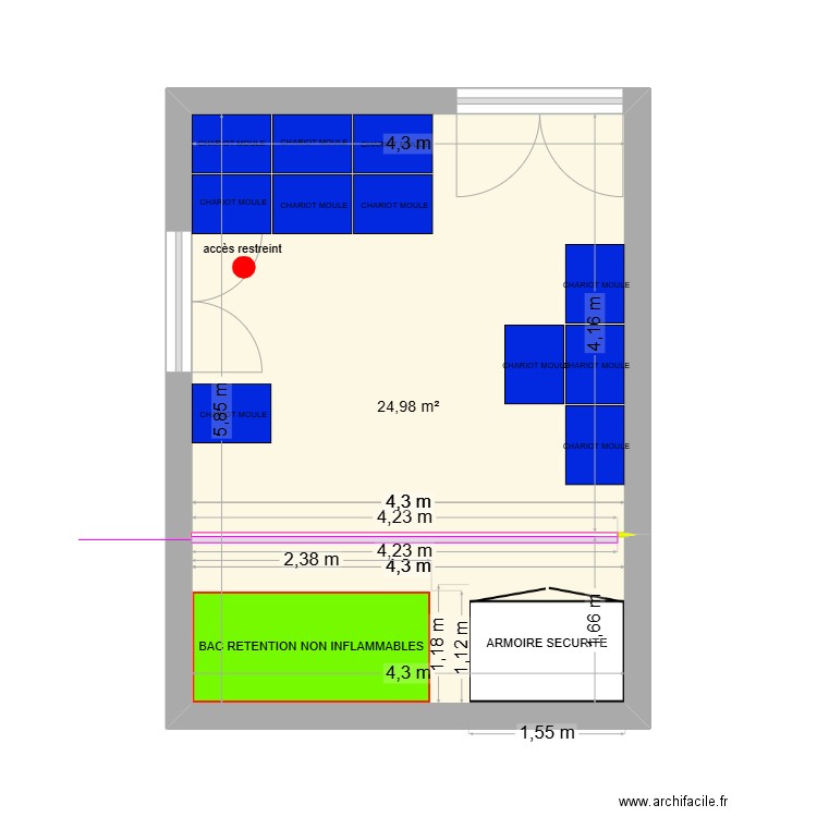 Laverie. Plan de 1 pièce et 25 m2