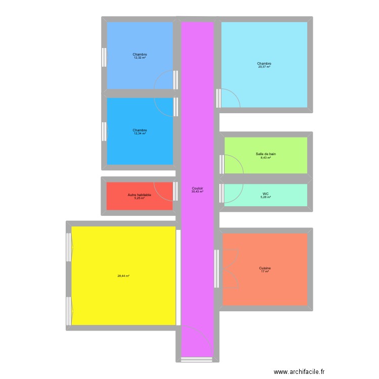 MAISON. Plan de 9 pièces et 140 m2