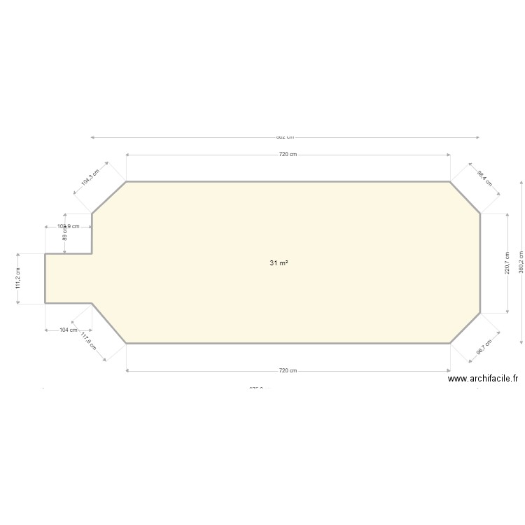 Dalle Béton Volière. Plan de 1 pièce et 31 m2