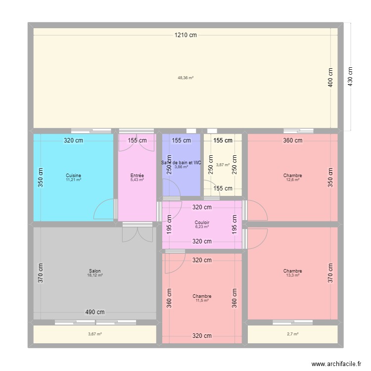 porsay1. Plan de 12 pièces et 141 m2