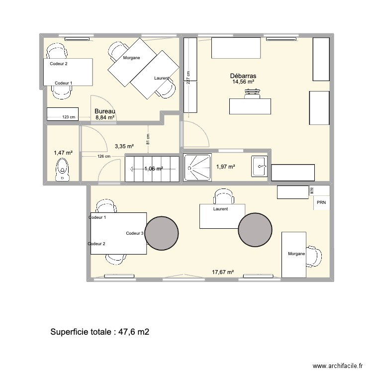 Maison Saultain Etage 2024. Plan de 7 pièces et 49 m2