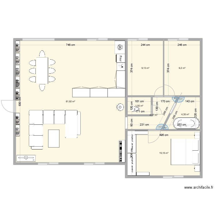 MAISON 2. Plan de 7 pièces et 106 m2