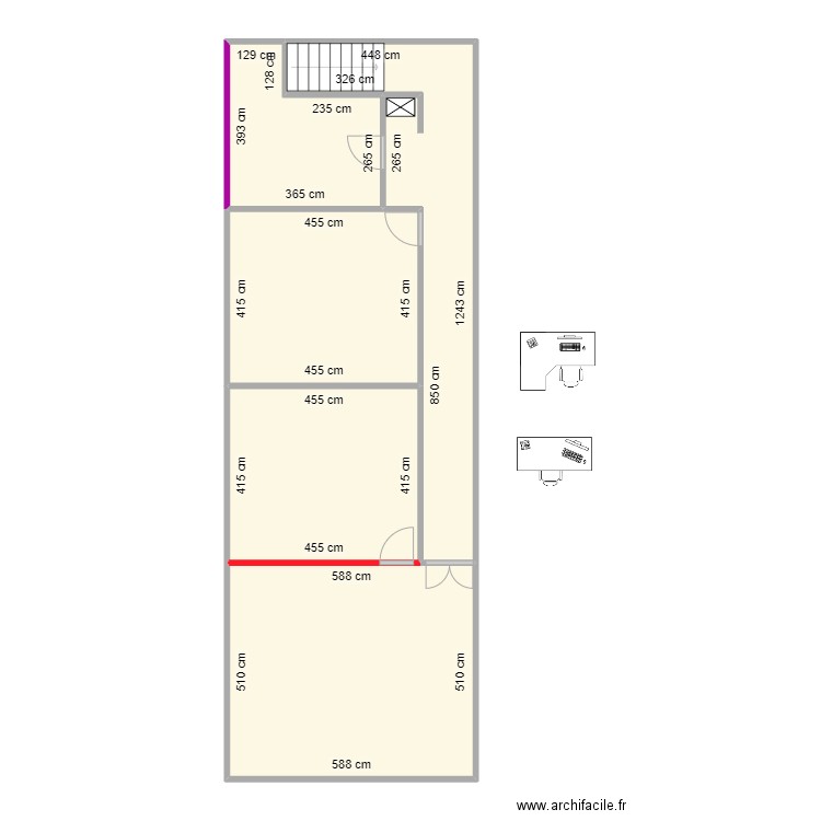 bureau lesquin. Plan de 5 pièces et 100 m2