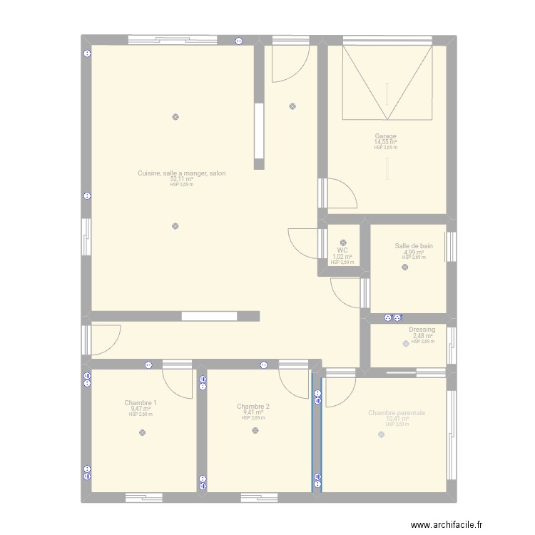 Plan 2. Plan de 8 pièces et 104 m2