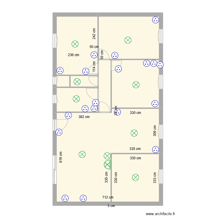 azert31/08. Plan de 6 pièces et 90 m2