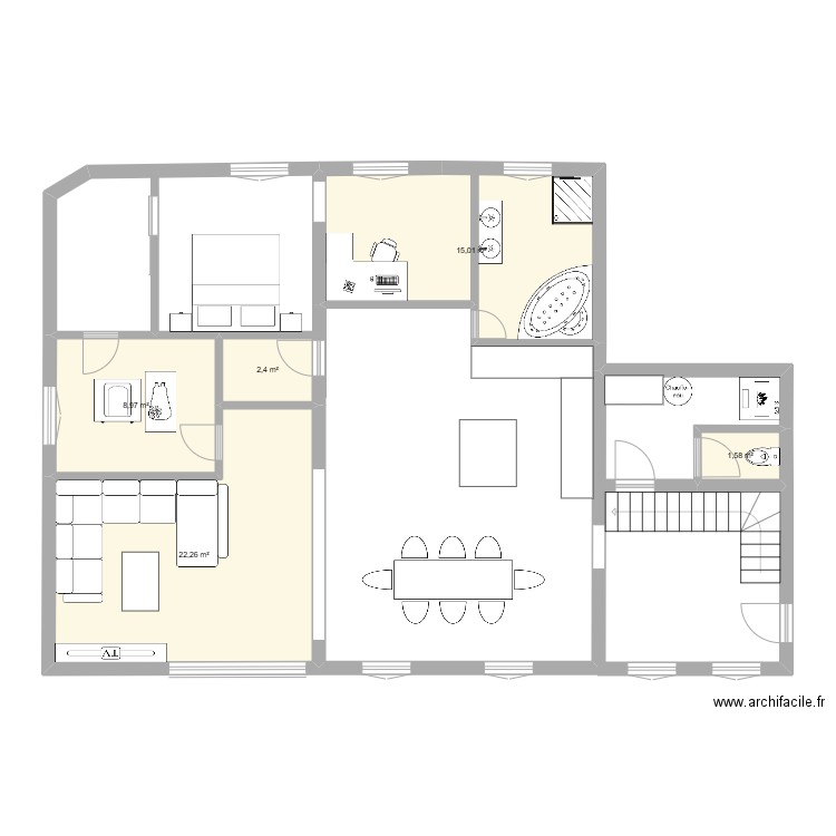 Maison Haut Bleury 2. Plan de 5 pièces et 50 m2