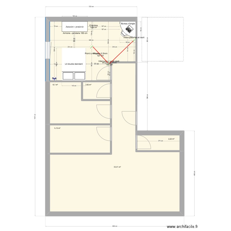 appartement f2 Siann P. Plan de 6 pièces et 65 m2