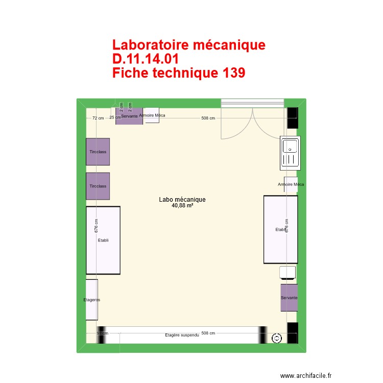 labos mecanique V1. Plan de 1 pièce et 41 m2