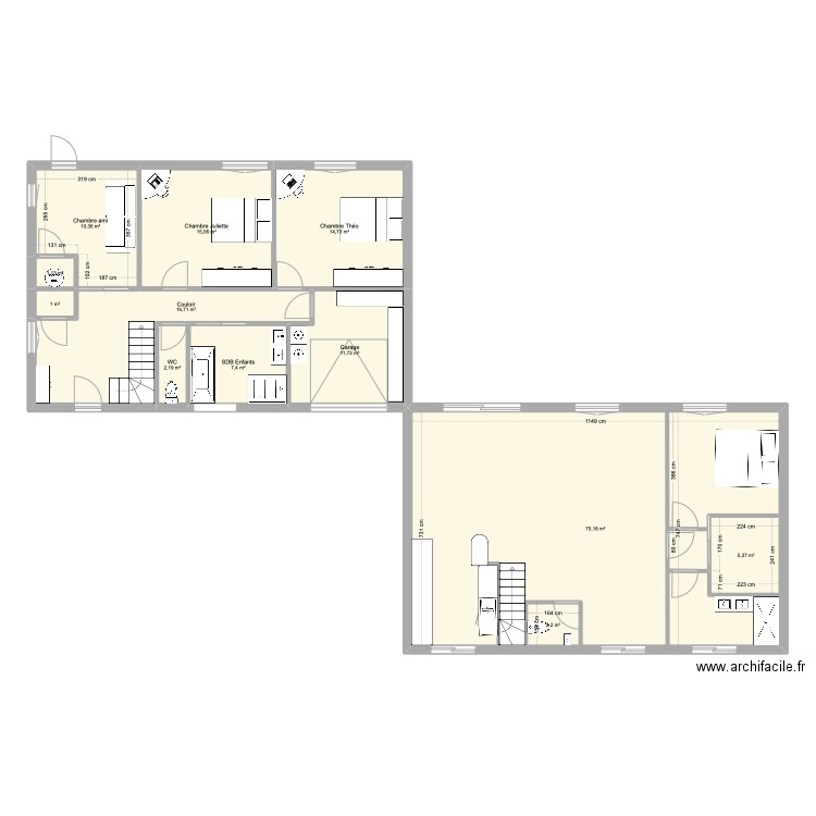 Fred & Mélo. Plan de 12 pièces et 172 m2