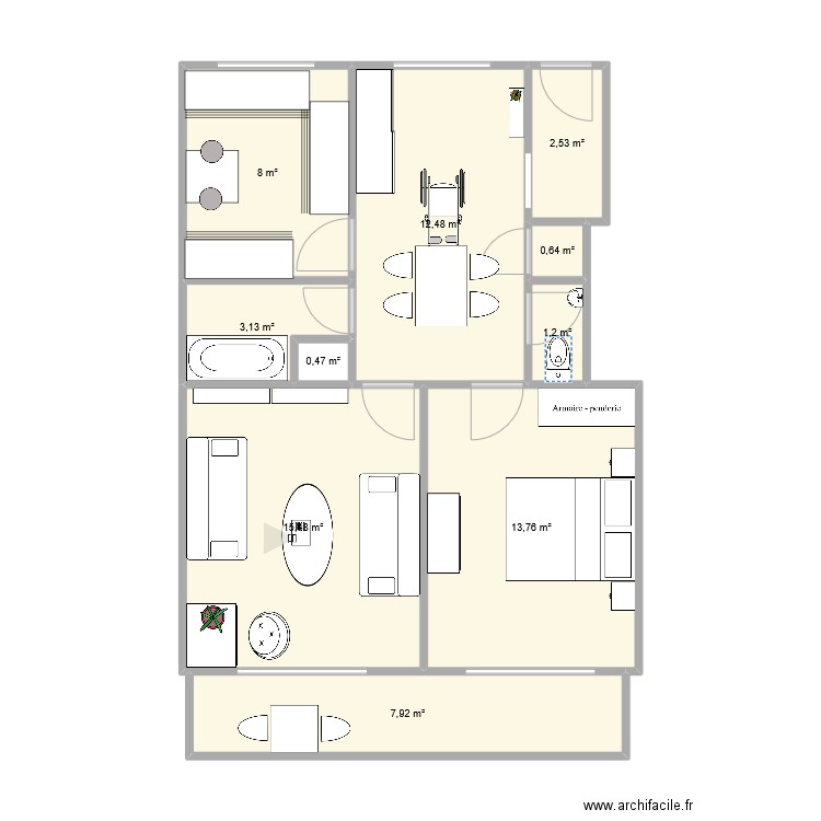 Lem64_2. Plan de 10 pièces et 66 m2