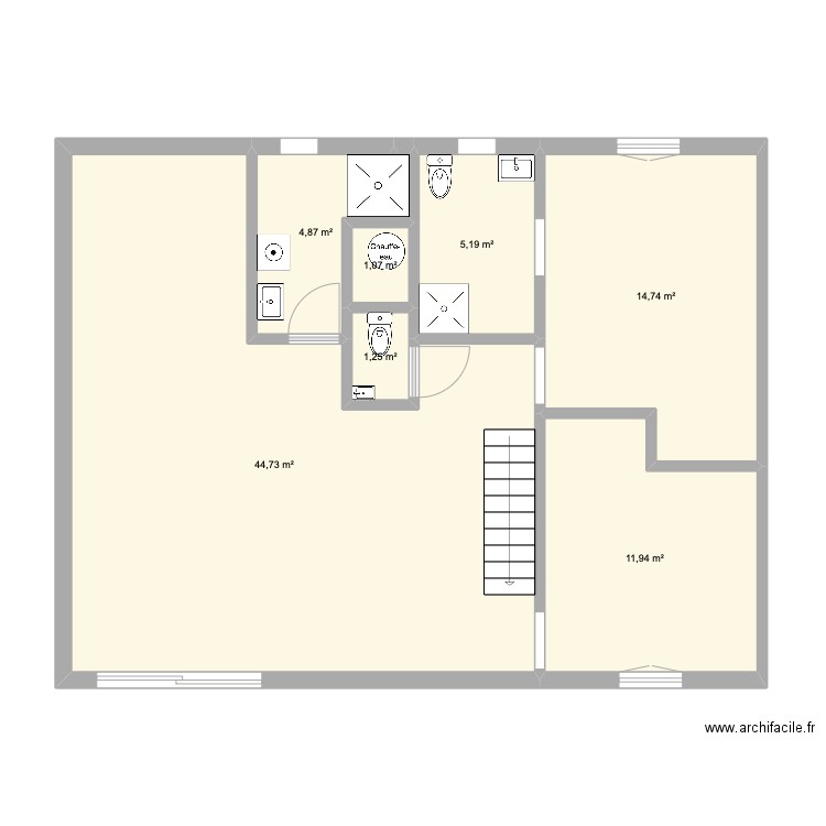 gite. Plan de 7 pièces et 84 m2