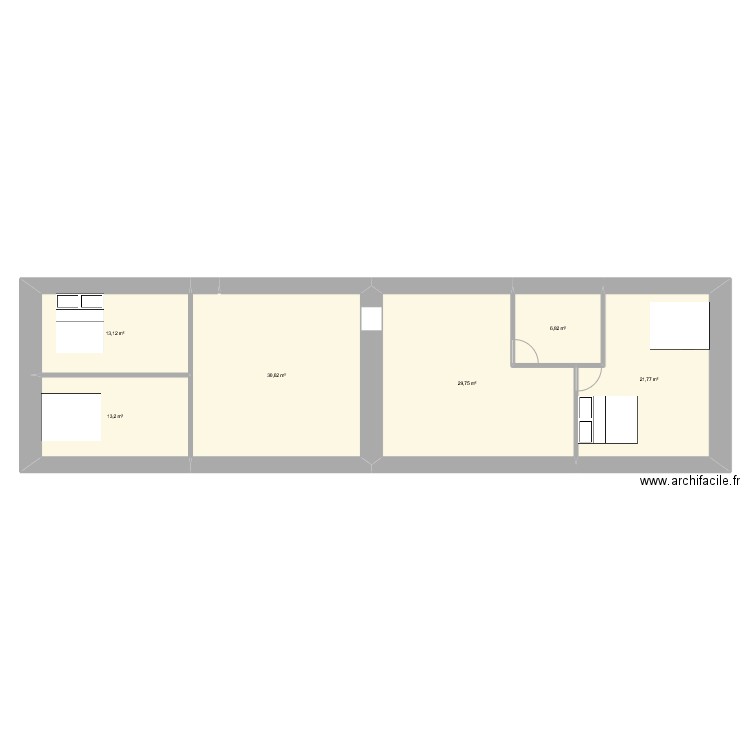 etage. Plan de 6 pièces et 115 m2