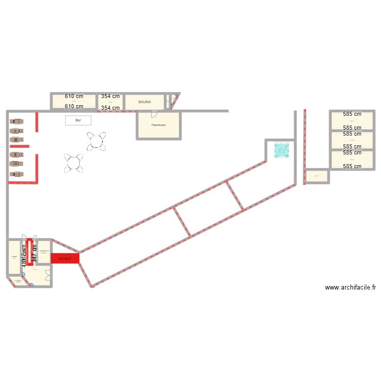 sb uhps. Plan de 15 pièces et 134 m2