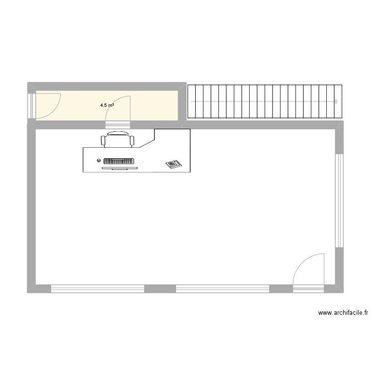 magazin. Plan de 1 pièce et 5 m2